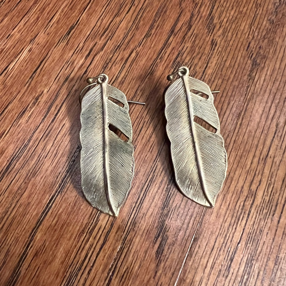 Gold Feather Earrings